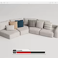Light Gray Sectional Sofa With Multiple Colored Cushions Modern Comfortable Design 3d model