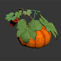 Pumpkin Shaped Commercial Display Equipment With Green Leaves And Red Fruit
