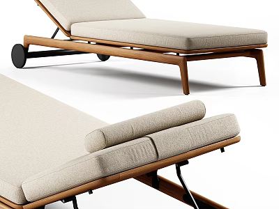 Modern Single Bed With Adjustable Backrest Wooden Frame And Beige Cushion 3d model