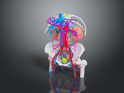 Detailed 3D Anatomical Visualization of Human Organs Hair and Vascular Skeletal Systems 3d model