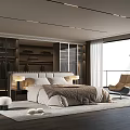 Modern Bedroom Interior Design With Bedside Lamps Wardrobe Armchair Floor Lamp And Rug