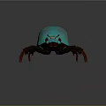 Turquoise Metallic Beetle With Red Eyes And Long Legs On Dark Background With Reflection