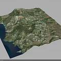 3D Terrain Model Featuring Mountain Ranges Lush Green Vegetation And Coastal Areas