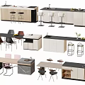 Modern Bar Counter Designs With High Stools Cabinet Storage And Decorative Elements 3d model