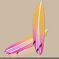 Colorful Gradient Surfboards Featuring Pink Yellow Hues And White Stripes For Sports Use