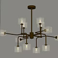 Contemporary Luxury Chandelier With Transparent Cube Crystals And Golden Frame For Interior Decoration