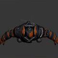 Detailed Armored Character With Orange Blue Tactical Armor And Standing Pose Design