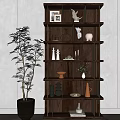 Quiet Solid Wood Color-matching Champagne Gold Bookcase 3d model