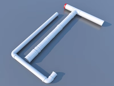 White Household Pipes With Various Shapes And Red Accent For Home Use 3d model