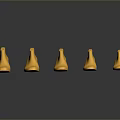 Five Yellow Shoe Toe Shapes Arranged In Row On Black Background