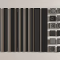 Black Bathroom Accessories Including Long Strips Square And Round Drain Covers