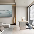 Modern Minimalist Bedroom With Large Bed Gray Rug Black Coffee Table And Wooden Accent Wall
