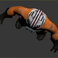 Man In Orange Flight Suit With Red And White Helmet Standing Pose