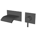 Black Modern Sleek Wall Mounted Faucet With Separate Handle Design And Smooth Finish
