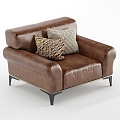 Nordic Single Sofa Simple Leather Sofa 3d model