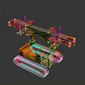 Orange Industrial Crawler Construction Vehicle With Extendable Boom And Tracked Undercarriage