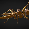 Golden Steampunk Mechanical Insect with Gear Details Bulb Eyes and Metal Legs