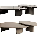 Modern Oval Coffee Tables With Smooth Top And Nested Base Design 3d model