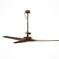 Ceiling Mounted Air Conditioning Fan With Wooden Blades And Copper Accents