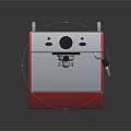 Electrical Appliance Red And White Espresso Machine With Handles Control Panel And Drip Tray