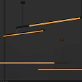 Modern Linear Pendant Lights With Metal Frames And Illuminated Light Strips