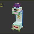 White Mobile Equipment Cart With Digital Screen And Yellow 75 Logo 3d model