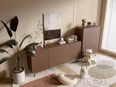 Modern Wood Grain Cabinet Simple Style Cabinet Whole Cabinet Sideboard Balcony Cabinet Storage Cabinet Entrance Cabinet 3d model