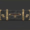Vintage Black Suitcase With Golden Accents And Red Handle For Daily Travel Storage