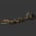 Natural Rocky Terrain Featuring Brown Gray Rocks and Green Moss Layers