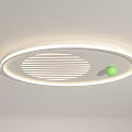 Modern Ceiling Lights With White Frame Striped Structure And Green Dot Decoration 3d model