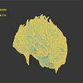 3D Blue Brain Organ With Hairy Fibrous Strands And Detailed Textured Surface