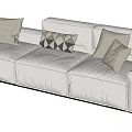 Modern three-seat sofa multiplayer sofa 3d model