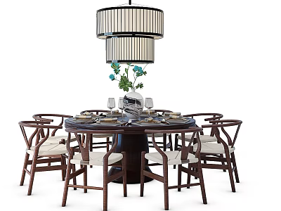 Dining table and chair combination 3d model