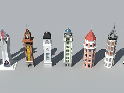 Diverse Tower Architectural Styles With Different Designs And Exterior Details 3d model