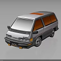 Classic White Van With Orange Roof And Windows In Cartoon Style Design