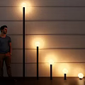 Indoor Spherical Lighting Combination With Black Poles And Various Heights