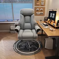 Gray Modern High back Gaming Armchair with Desk Game Controllers and Round Rug