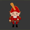 Cute Nutcracker Soldier Figurine With Red Uniform Hat And Wooden Baton As Household Decorative Toy