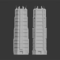 Cartoon Scene With Silver Layered Metallic Towers Shiny Surface And Dark Background Reflections