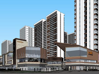 Modern Commercial Street Mall Apartment Hotel 3d model