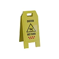 Yellow Caution Sign With Wet Floor Warning And Slip Hazard Icon