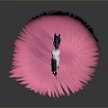 White Unicorn With Dark Mane And Tail Standing On Large Pink Feather Structure 3d model