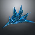 Futuristic Blue Fighter Jet With Sleek Aerodynamic Design And 3D Render Concept Art