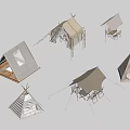 Various Stylish Canvas Tents With Different Designs And Wooden Frames For Camping