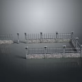 3D Model Fence Components With Stone Pillars And Metal Railings Structure 3d model