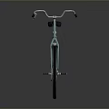 Teal Minimalist Bicycle With Black Seat And Silver Wheels On Gray Background