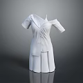 White Off Shoulder Short Sleeve Dress With Pleated Details And Structured Design