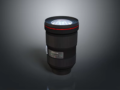 High Quality Professional Camera Lens Featuring Red Accent Ring And Black Body Design 3d model