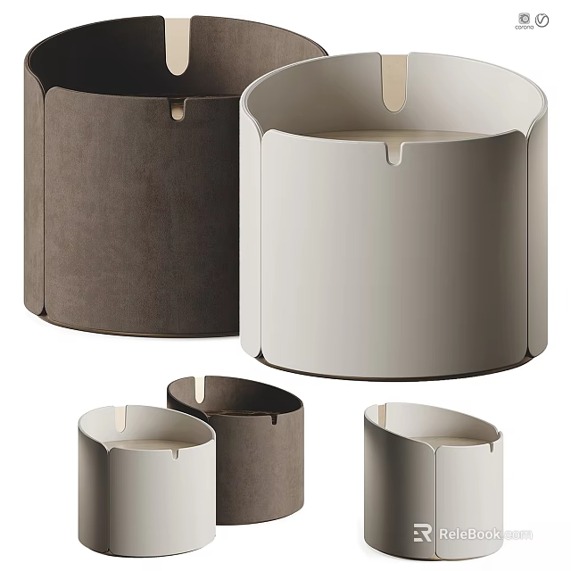 Modern Minimalist Cylindrical Stools Upholstered In Different Colors And Various Sizes 3d model 
