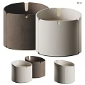Modern Minimalist Cylindrical Stools Upholstered In Different Colors And Various Sizes 3d model
